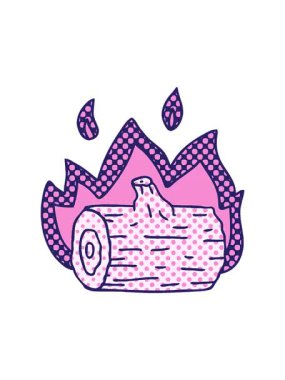 Çizgi roman tarzı tuhaf kamp ateşinin dönen hareketli animasyonu