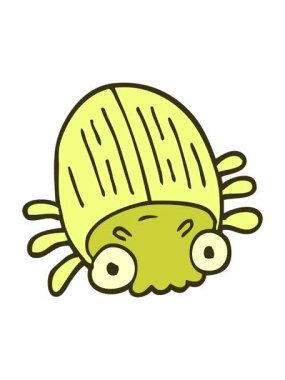 Çizgi film karikatürünün renk animasyonu. Kocaman bir böcek.