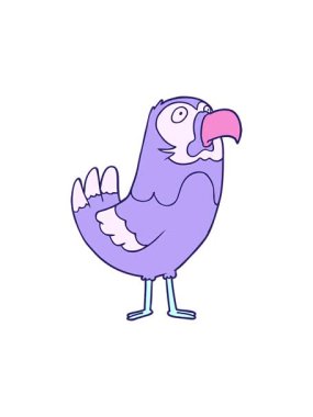 Çizgi film papağanının hareketli animasyonu