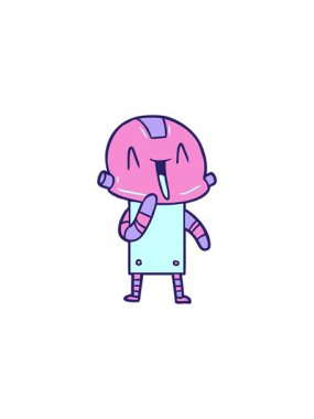 Yıldız patlaması etkisi basit robot çizgi filminin animasyonu