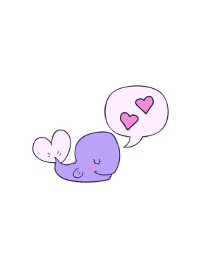 Konuşma baloncuğuna aşık çizgi film balinasının radyoaktif parlak animasyonu