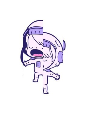 Konuşan astronot çizgi filminin bölünmüş hareket animasyonu