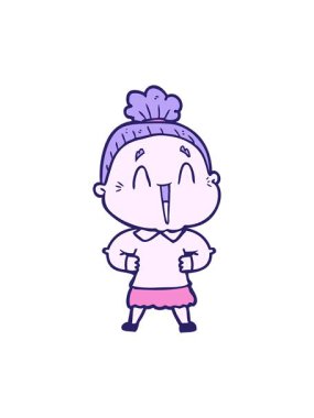 Neşeli yaşlı bayanın hareketlerini salla ve durdur.