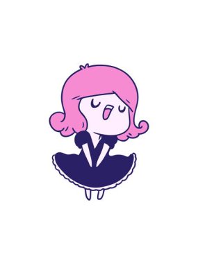 Şarkı söyleyen tatlı bir kawai kızının çizgi film çiziminin canlandırması.