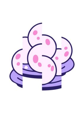 Pao de queijo geleneksel Brezilya peynirli ekmek çizgi filminin bölünmüş hareketi