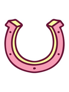 Parlak renkli at nalı ikonik dövme görüntüsünü salla ve duraklat