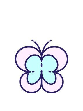 Basit, sevimli bir kelebeğin hareketli animasyonu