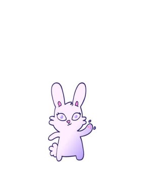 Sevimli vektör gradyan çizim çizgi film tavşanının zıplama hareketi.