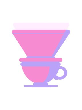 Bir filtre kahve fincanının düz renk illüstrasyonunun dikkat çekici animasyonu