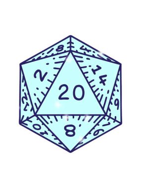 Retro Tattoo Biçimli D20 zar atmanın simli etkisi