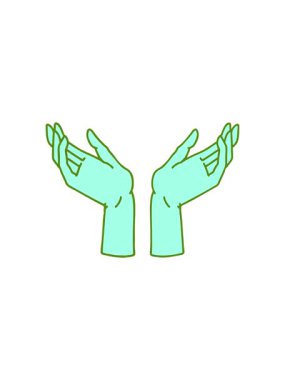 Açık ellerin parlak renkli simgesel dövme görüntüsünün yıldız patlaması etkisi animasyonu