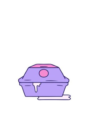 rise and float animation of hand drawn cartoon doodle of a fast food burger container