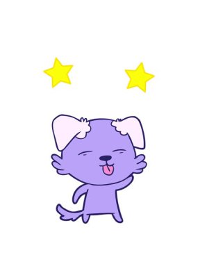 dönen yıldızlar çizgi film köpeğinin dilini dışarı çıkarmasının animasyonu.