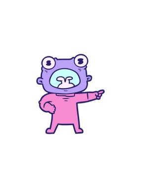 Çizgi film satışı animasyonu. Garip uzaylı çığlıkları.