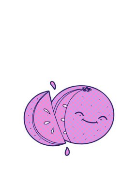 stretching up animation of cartoon sliced orange