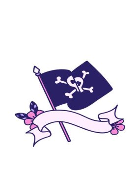 dövmenin hareketli animasyonu korsan bayrağı ile