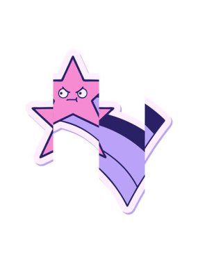 Gökkuşağı yıldızı kayan sevimli çizgi film çıkartmasının hareketli animasyonu