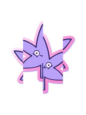 Bir marihuana yaprağının çıkartmasının bölünen hareket animasyonu