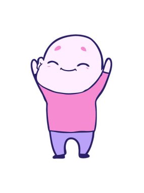 Çizgi filmdeki kel adamın hareketli animasyonu