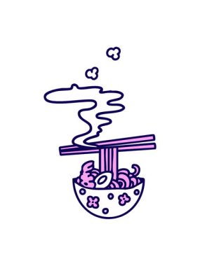 Kavanozlu sıcak Japon yemeğinin neon ışığı animasyonu.