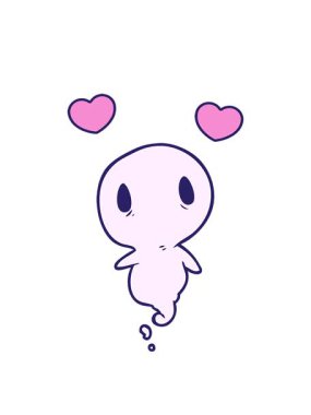 Tatlı bir hayaletin dönen kalp animasyonu.