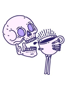 Dövmenin animasyonunu geleneksel bir kafatası tarzında kahve içerek durdurup duraklat