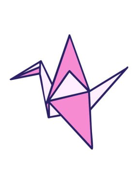 Japon katlanmış kağıt origami vincinin hareketli animasyonu