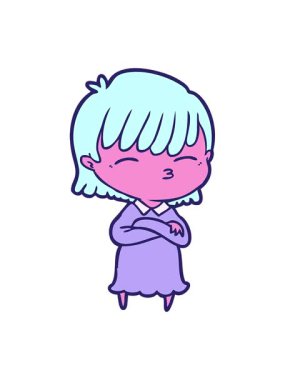 Karikatür kadının parlak neon dizaynının hareketli animasyonu