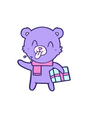 Şimdiki kaba çizgi film ayısının hareketli animasyonu