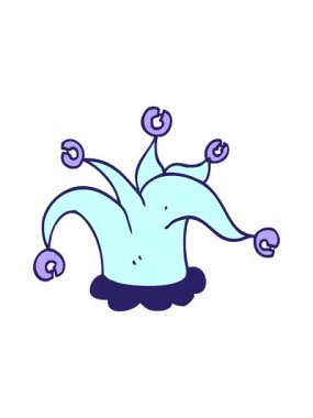 shivering motion animation of cartoon jester hat