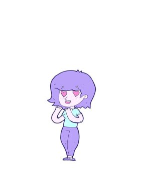 Çizgi filmdeki aşık kadının animasyonunu uzatıyorum.