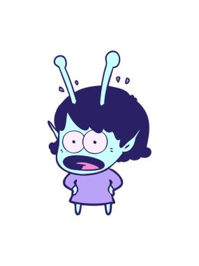 Çizgi filmin parlak ışık efekti şok edici uzaylı kız görüntüsü