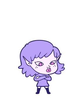 Çizgi film elf kız tasarımının animasyonunu genişletiyorum