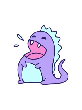 Neşeli bir dinozorun çizgi filminin dönen hareketli animasyonu