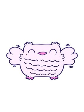 Geriye dönük çizgi film baykuşunun hareketli animasyonu