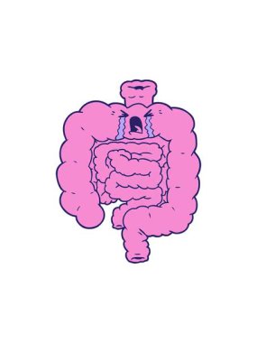 Bağırsakları ağlayan çizgi film karakterlerinin hareketli animasyonları