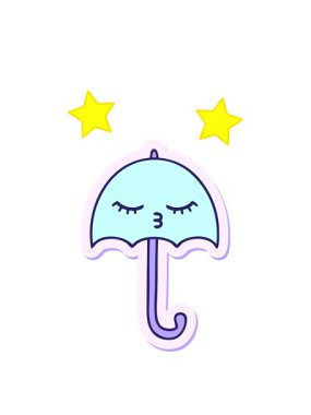 dönen yıldızlar sevimli bir şemsiye çıkartmasının animasyonu