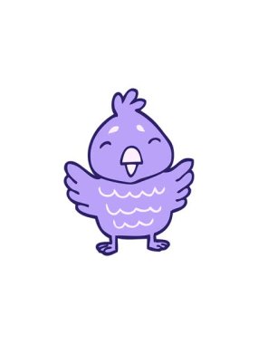 Çizgi film karikatürü mavi kuşun hareketli animasyonu