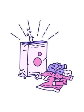 Geleneksel dövme stili deterjan ve giysi yığınının titreşimli animasyonu