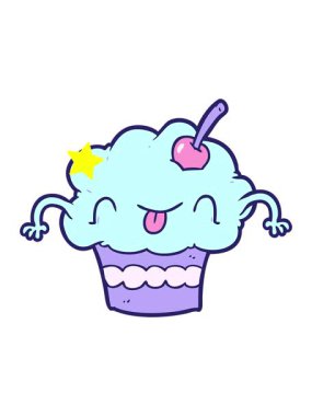 twinkling stars effect animation of funny cartoon cupcake design