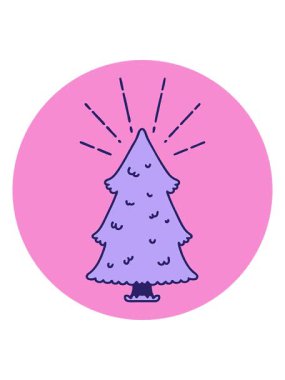 bob and pause animation of icon of a tattoo style pine tree