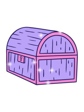 Bir hazine sandığının el çizimi karikatürünün ışıltı etkisi.