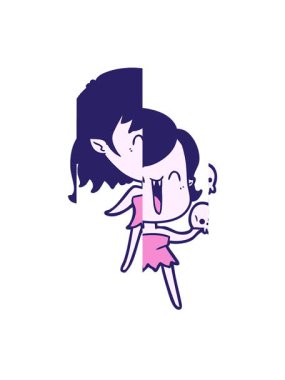 Mutlu vampir kız tasarımının bölünmüş hareket animasyonu