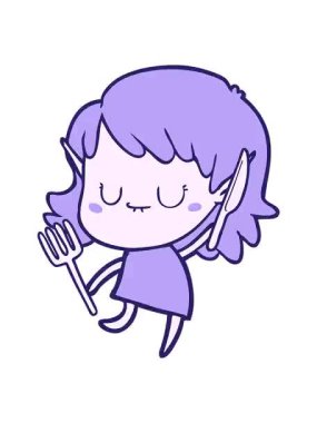 Bıçak ve çatalla mutlu elf kızı hareketli animasyonu