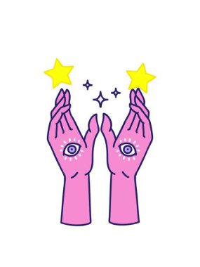 dönen yıldızlar mistik el tasarımının animasyonu