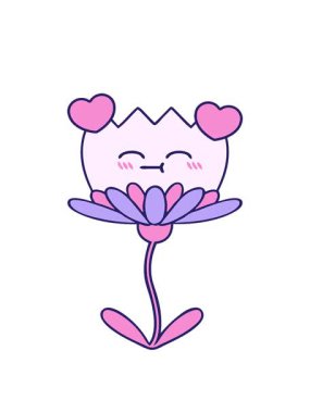 dönen kalpler tatlı bir nilüfer çiçeğinin çizgi filminin animasyonu