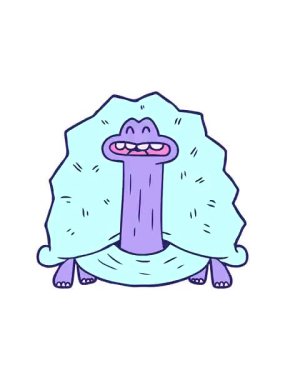 Komik karikatür kaplumbağasının titreyen hareketi.