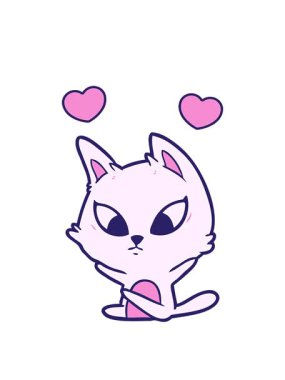 Kafası karışmış çizgi film kedisinin dönen kalp animasyonu