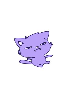 Şirin kawaii kedisinin serbest çizilmiş çizgi filminin yatay titreşimli animasyonu