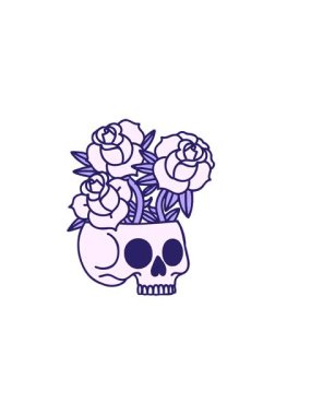 Kafatası ve güllerin ikonik dövmesinin yatay titreşimli animasyonu